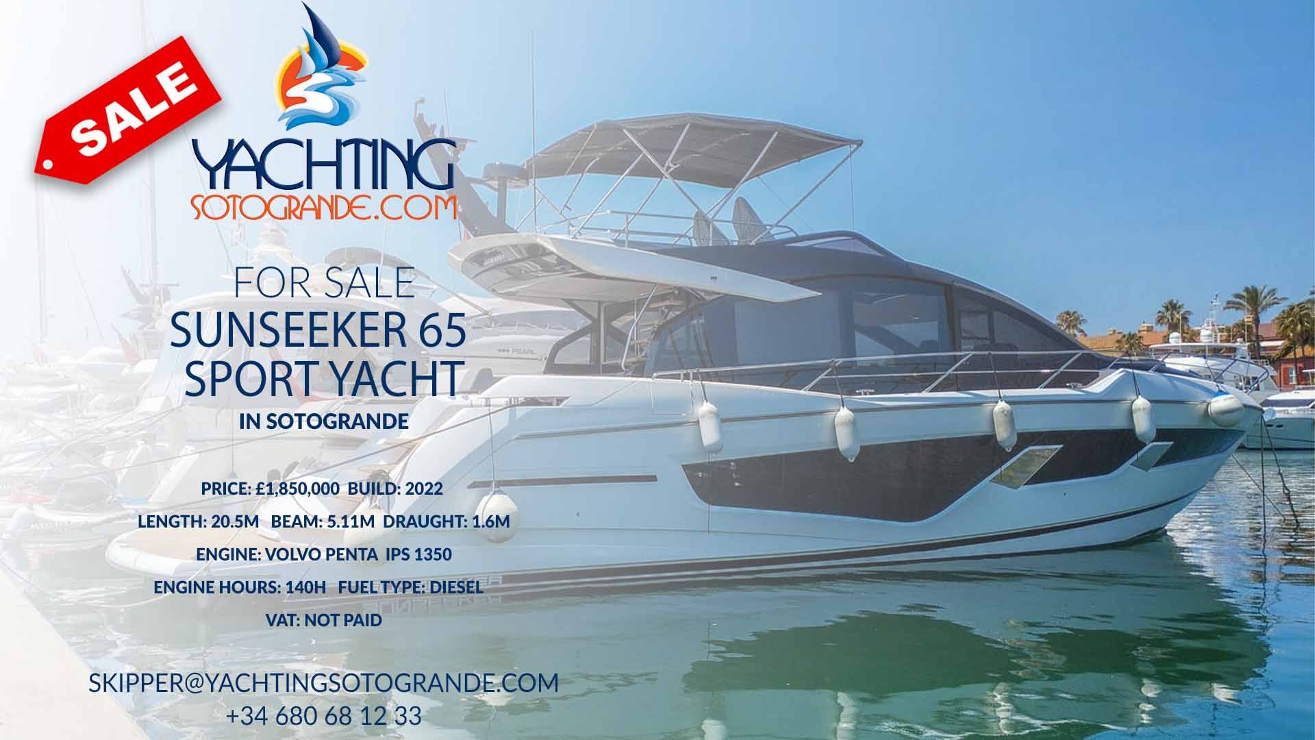 2022 Sunseeker 65 Sport Yacht for sale in Sotogrande- YACHTING SOTOGRANDE